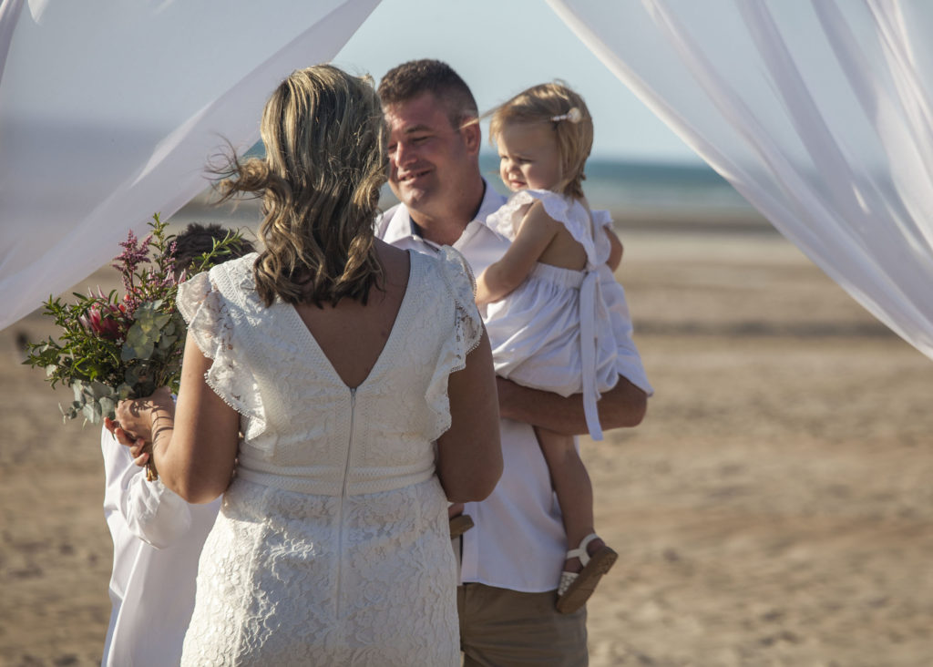 Bride and groom at ceremony, Darwin, Australia