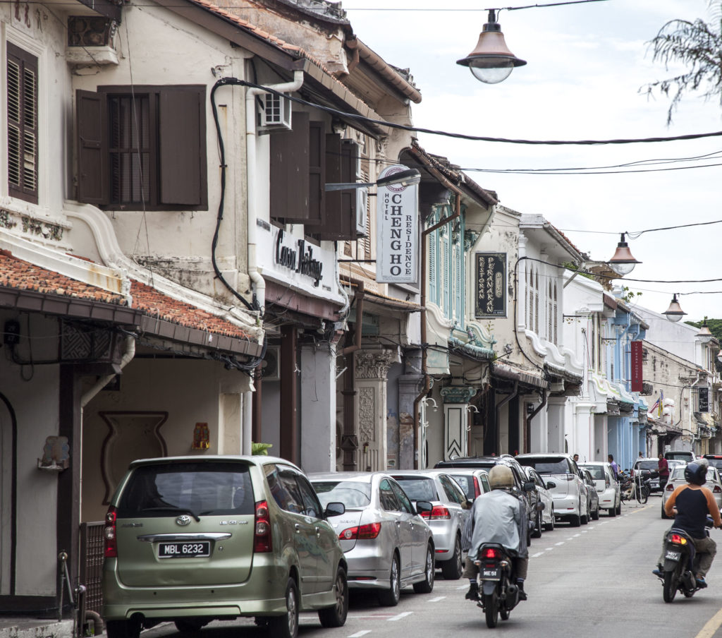 A busy street in Malacca Malaysia