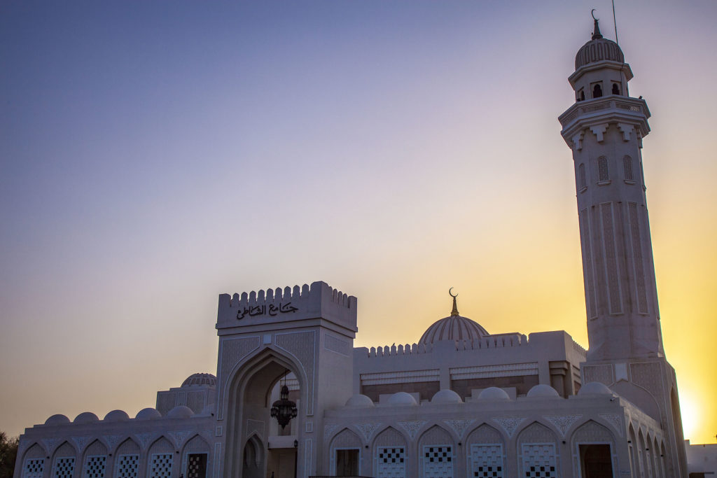 A mosque at dusk in Muscat, Oman