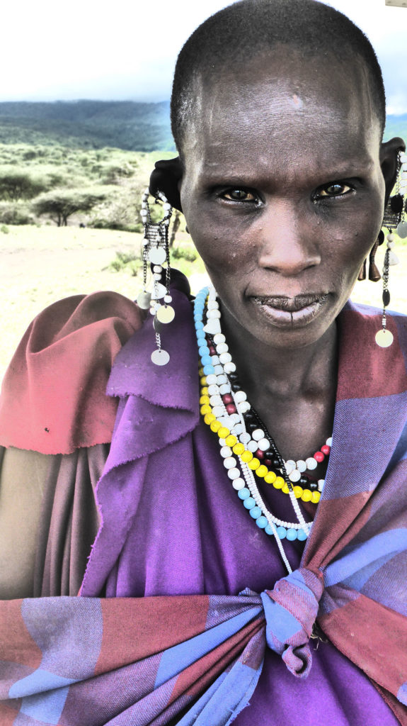 Maasai woman in a village in Tanzania