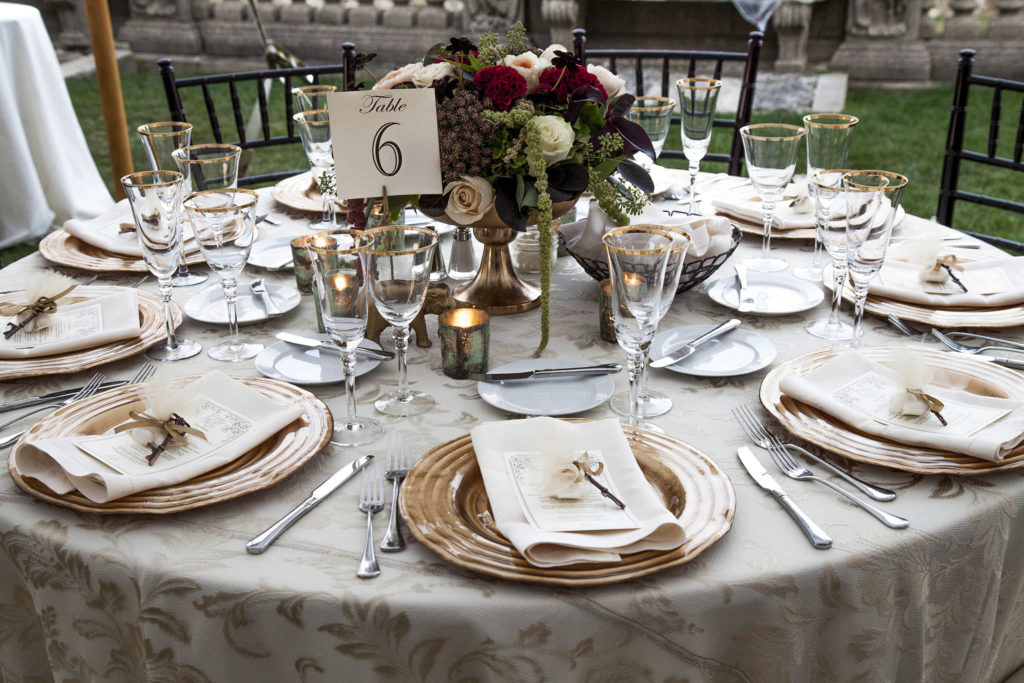 Elegant table setting wedding reception Crane Estate New England USA