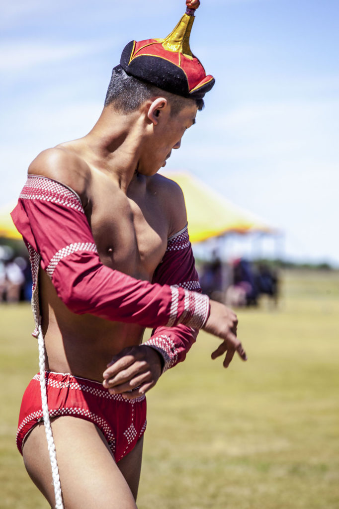 Young Mongolian wrestler at Naadam