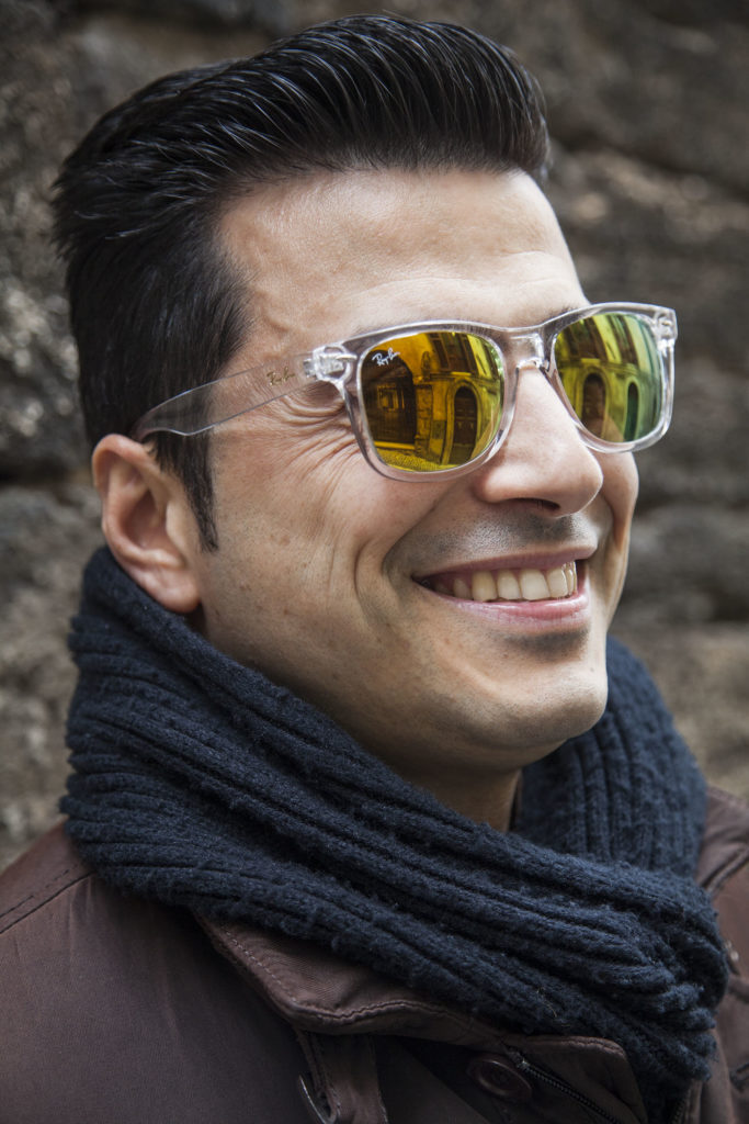 Ismael wearing sunglasses in Ferentino-Supino Italy