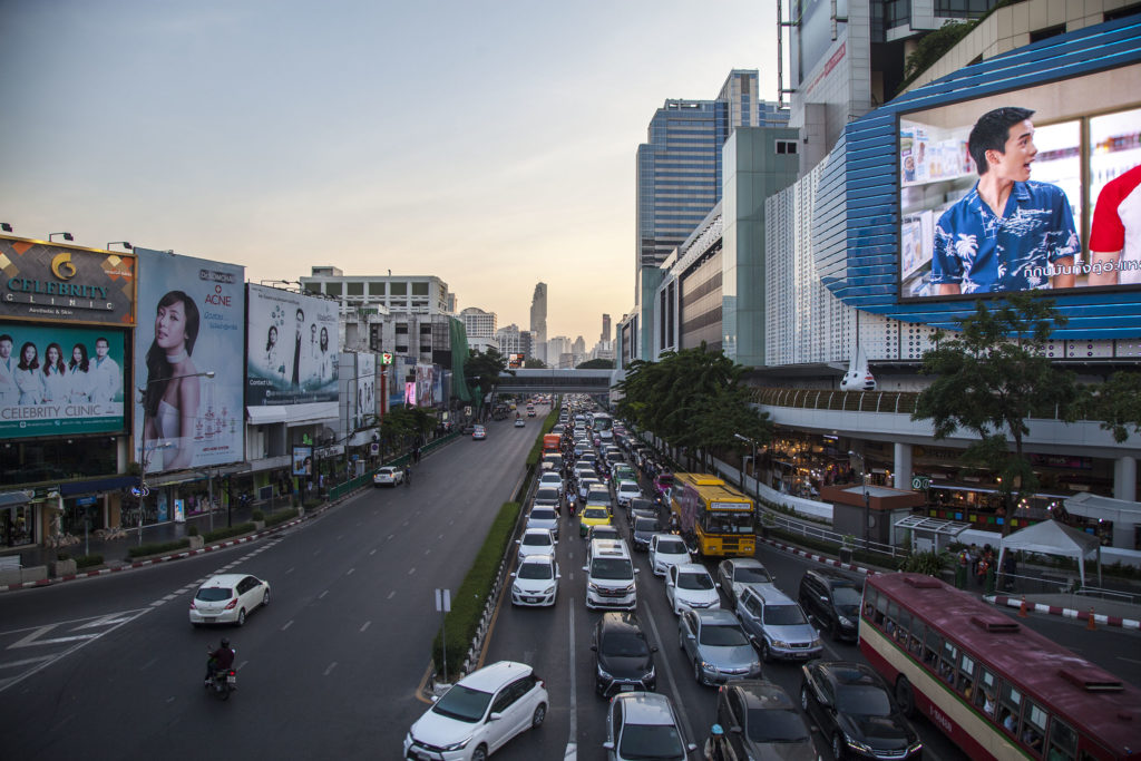 Main road in Bangkok from MBK Center Thailand