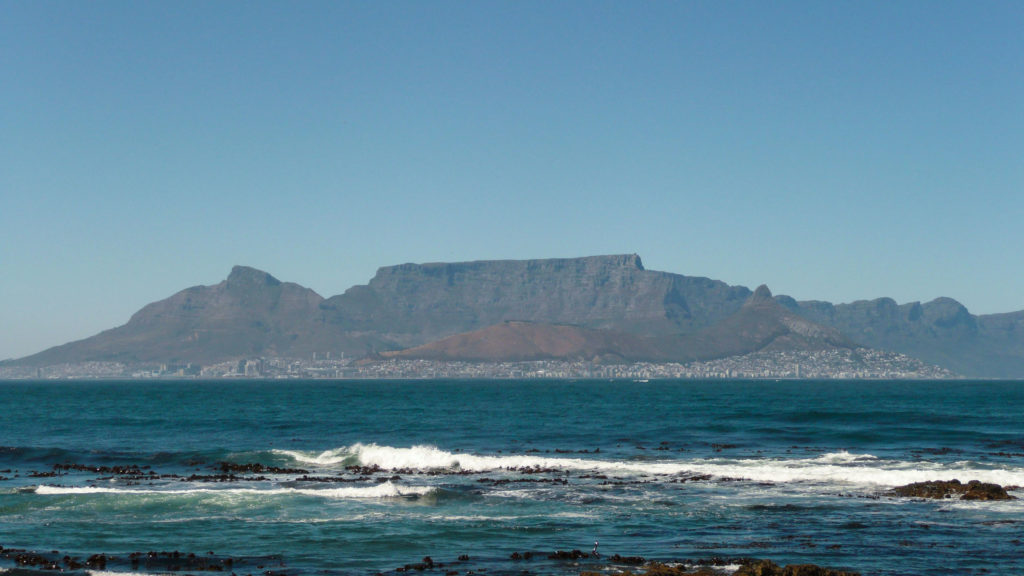 Table Mountain and Cape Town from Robben Island South Africa