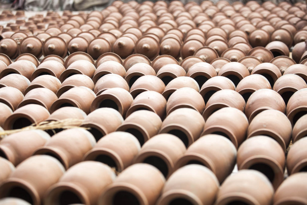 Pottery drying in the sun in Bhaktapur, Nepal